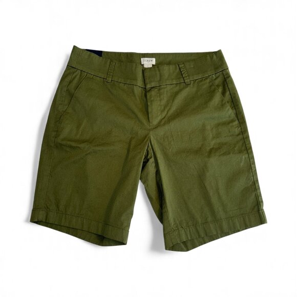 New J.Crew Olive Forrest Green Chino Shorts NWT Size 6 Cotton 9” Inseam Classic - Picture 3 of 10